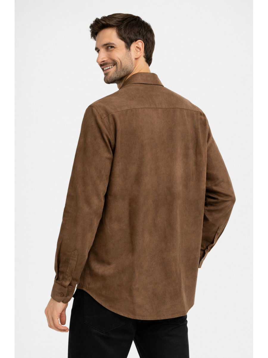 Рубашка мужская однотонная коричневого цвета 210145C