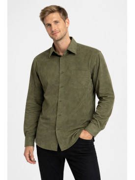Рубашка мужская однотонная цвета хаки 210147C