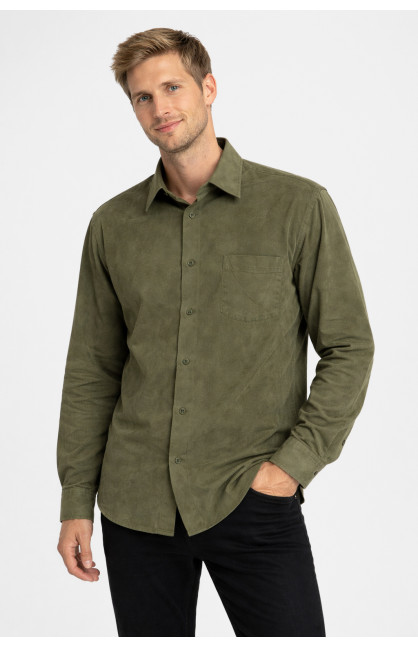 Рубашка мужская однотонная цвета хаки 210147C Рубашка мужская однотонная цвета хаки 210147C