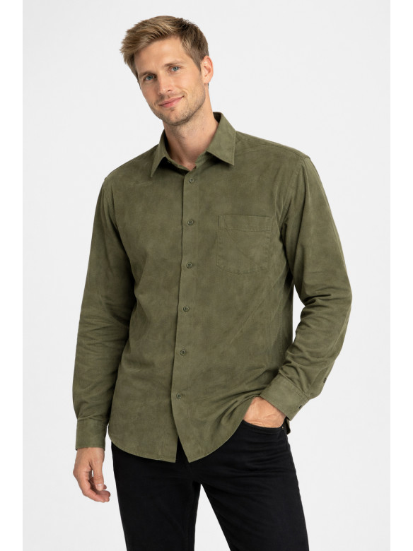 Рубашка мужская однотонная цвета хаки 210147C