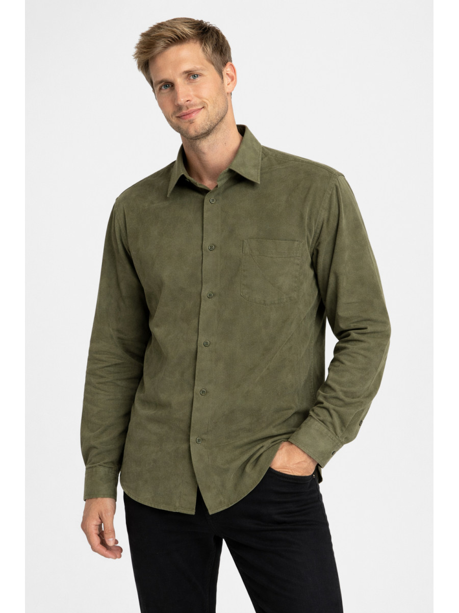 Рубашка мужская однотонная цвета хаки 210147C