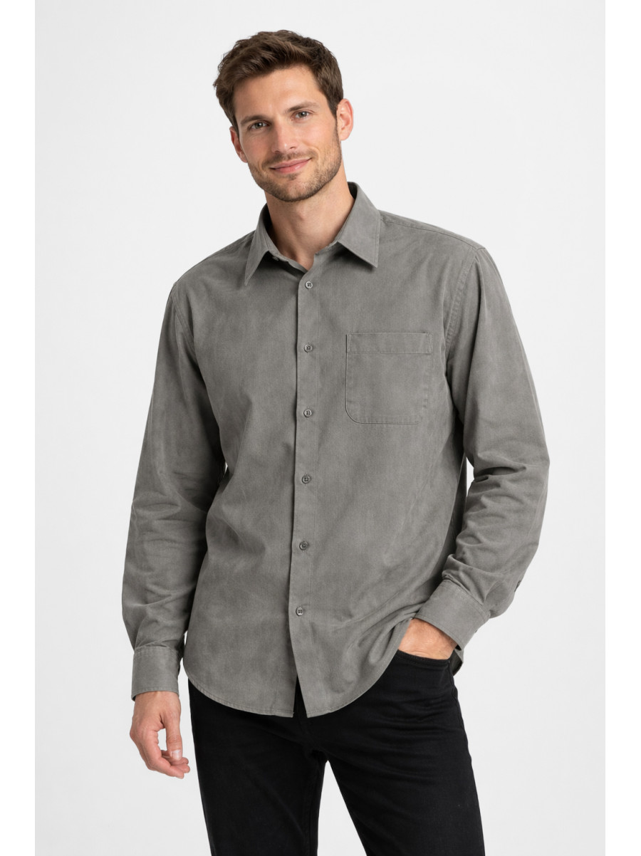 Рубашка мужская однотонная серого цвета F1035 210149C