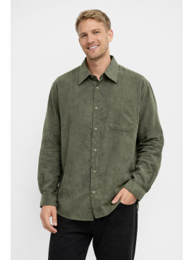 Рубашка мужская полубатальная цвета хаки 210150C Рубашка мужская полубатальная цвета хаки 210150C