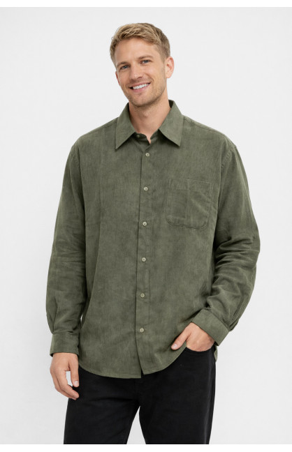 Рубашка мужская полубатальная цвета хаки 210150C Рубашка мужская полубатальная цвета хаки 210150C