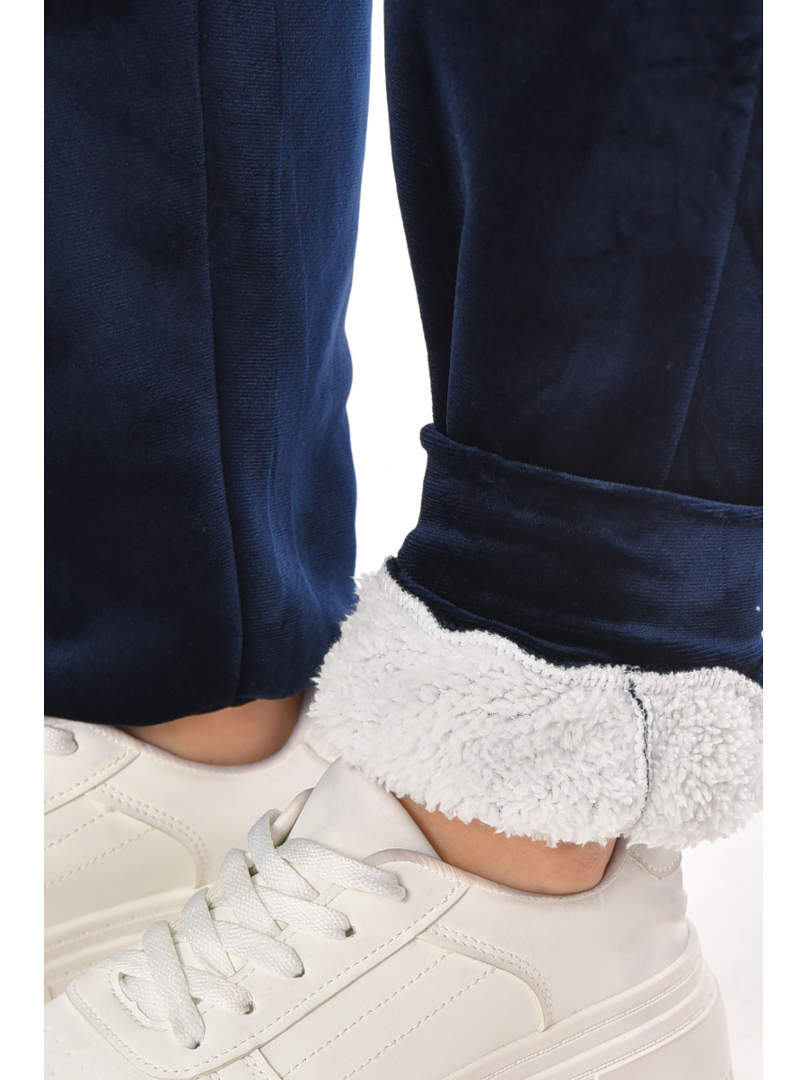 Штани жіночі на штучному хутрі темно-синього кольору С207-2 210153C