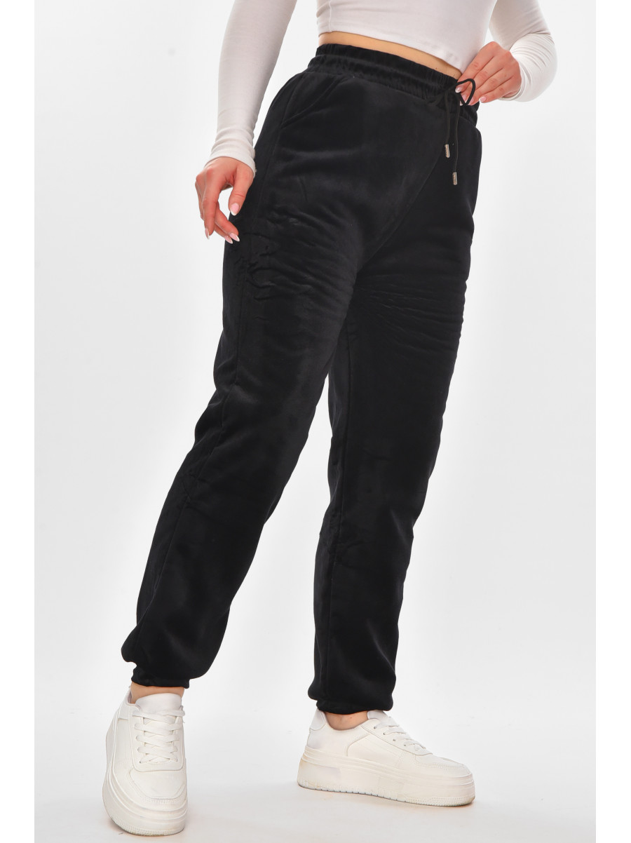 Штани жіночі на штучному хутрі чорного кольору С207-2 210154C