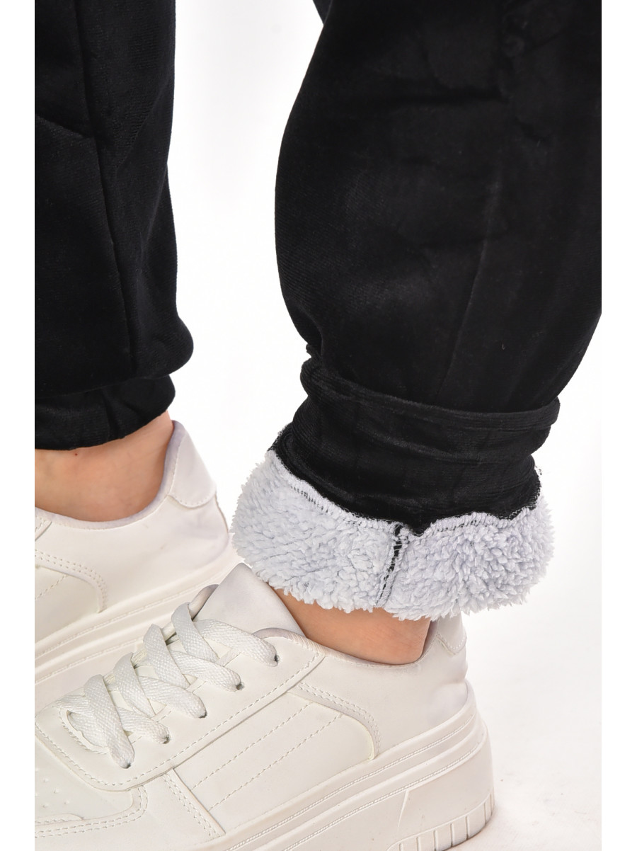 Штани жіночі на штучному хутрі чорного кольору С207-2 210154C