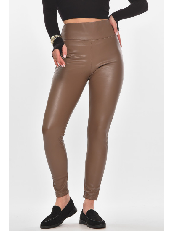 Лосины женские эко-кожа утепленные шоколадного цвета 0016 210158C