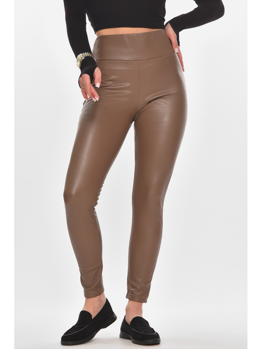Лосины женские эко-кожа утепленные шоколадного цвета 0016 210158C