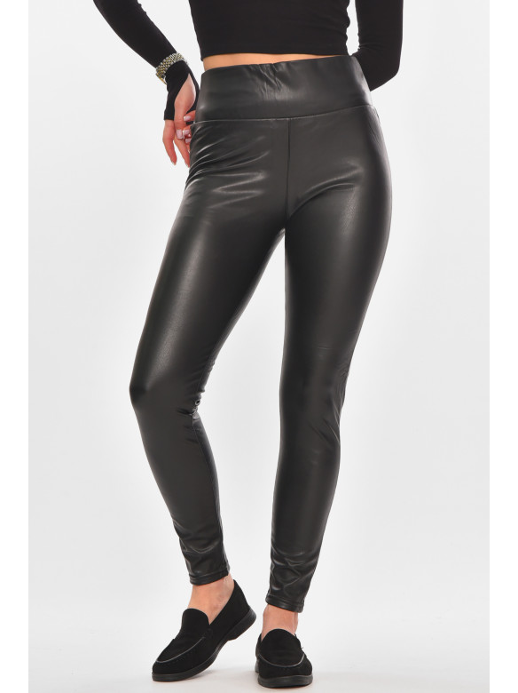 Лосины женские эко-кожа утепленные черного цвета 0016 210159C