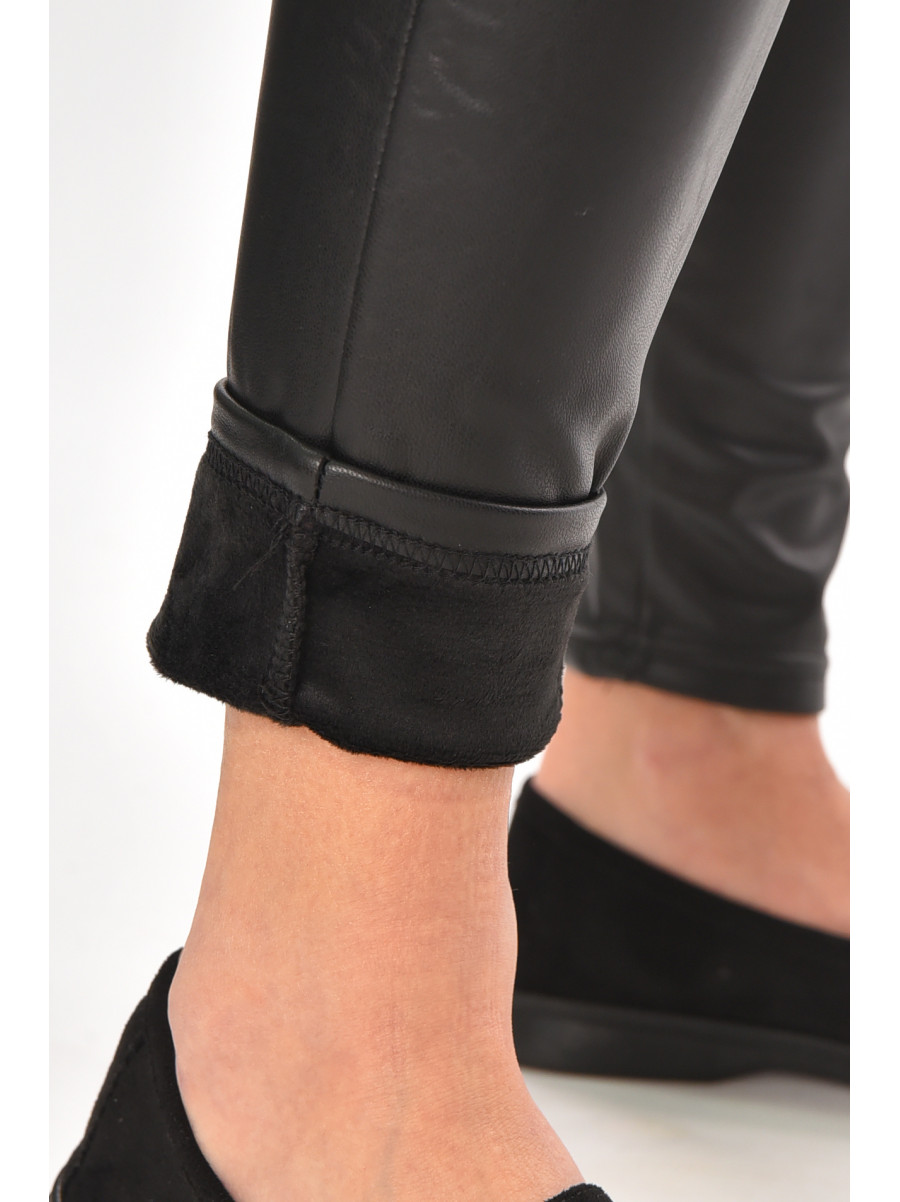 Лосины женские эко-кожа утепленные черного цвета 0016 210159C