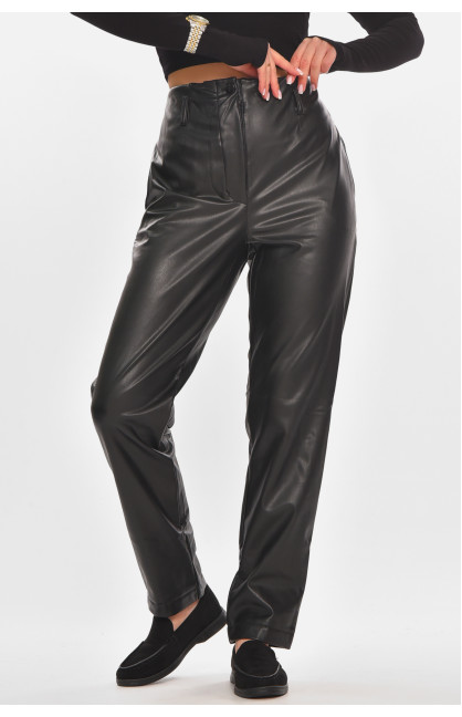 Штаны женские с эко-кожи утепленные черного цвета 0088 210161C Штаны женские с эко-кожи утепленные черного цвета 0088 210161C