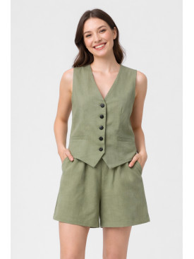 Костюм жіночий однотонний оливкового кольору 615 210169C