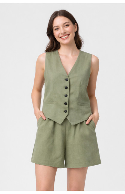 Костюм женский однотонный оливкового цвета 615 210169C Костюм женский однотонный оливкового цвета 615 210169C