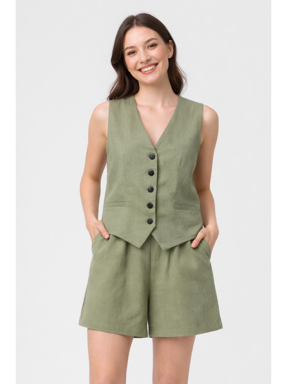 Костюм женский однотонный оливкового цвета 615 210169C