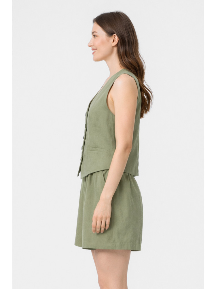 Костюм женский однотонный оливкового цвета 615 210169C