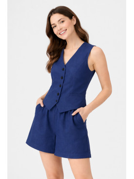 Костюм женский однотонный тёмно-синего цвета 615 210170C