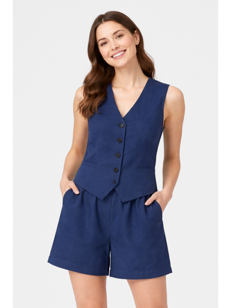 Костюм женский однотонный тёмно-синего цвета 615 210170C