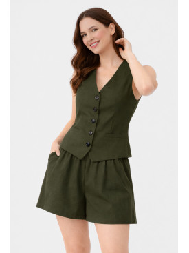 Костюм жіночий однотонний кольору хакі 615 210171C Костюм жіночий однотонний кольору хакі 615 210171C