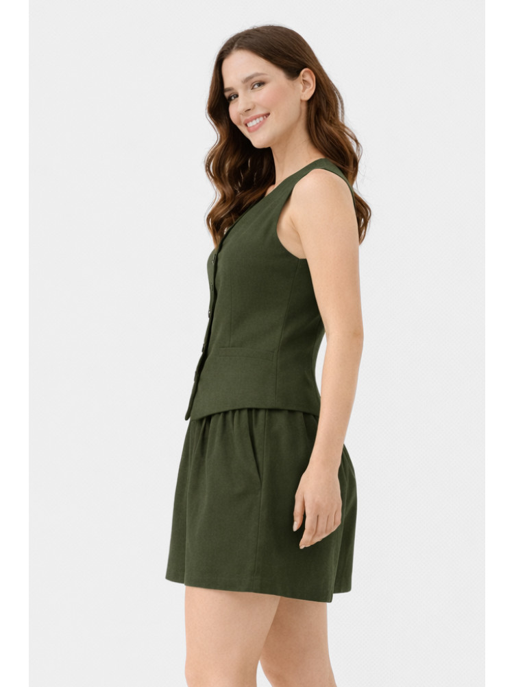 Костюм женский однотонный цвета хаки 615 210171C