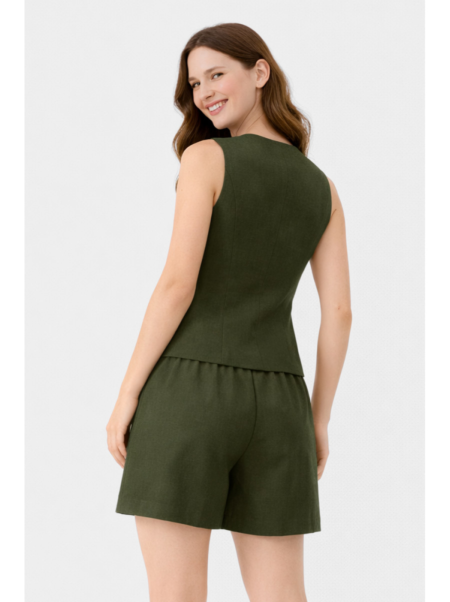 Костюм женский однотонный цвета хаки 615 210171C