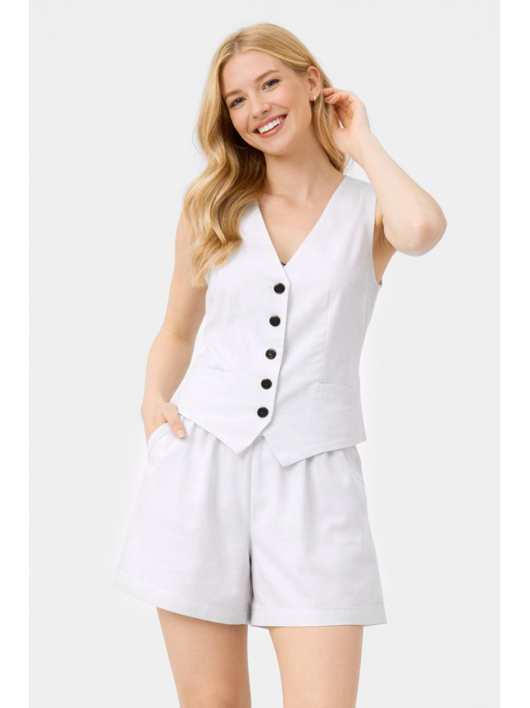 Костюм женский однотонный белого цвета 615 210172C