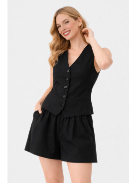 Костюм женский однотонный черного цвета 615 210175C