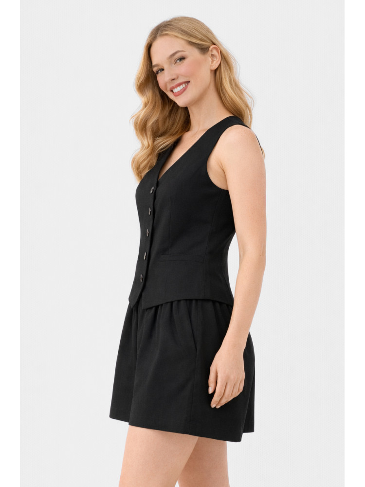 Костюм женский однотонный черного цвета 615 210175C