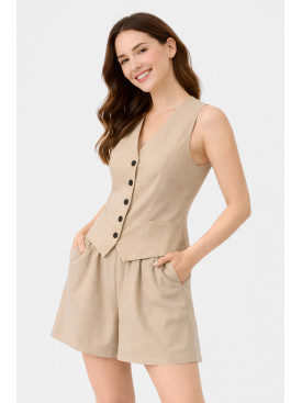 Костюм жіночий однотонний бежевого кольору 615 210176C
