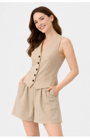 Костюм женский однотонный бежевого цвета 615 210176C