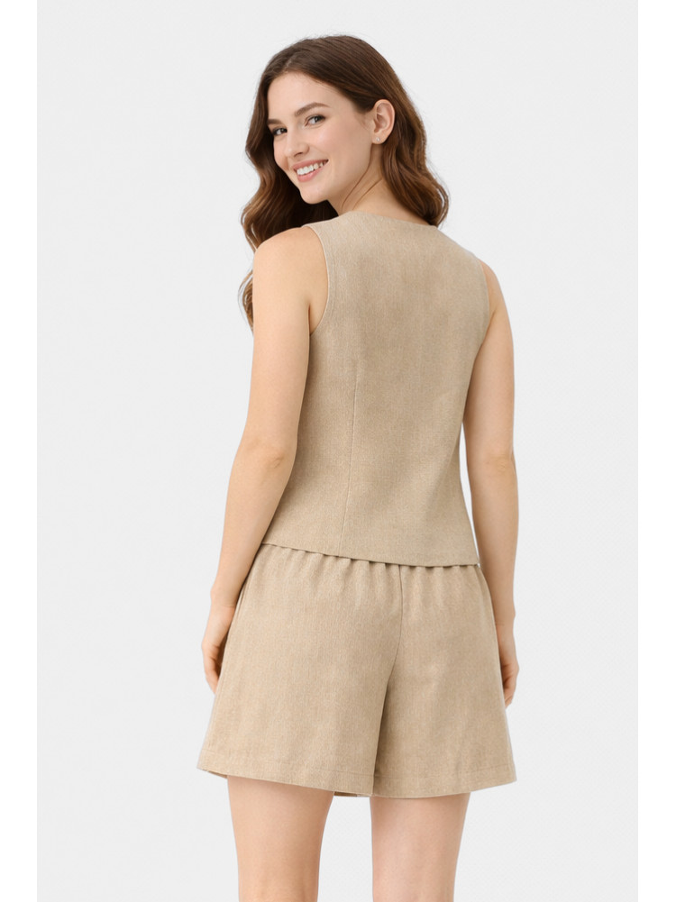 Костюм женский однотонный бежевого цвета 615 210176C