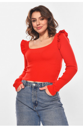 Кофта женская с рюшами однотонная красного цвета 6681 210180C Кофта женская с рюшами однотонная красного цвета 6681 210180C