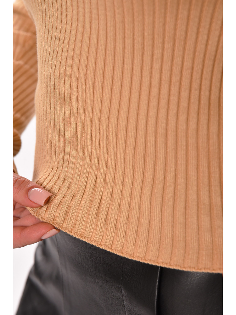 Кофта женская однотонная в рубчик бежевого цвета 6678 210181C