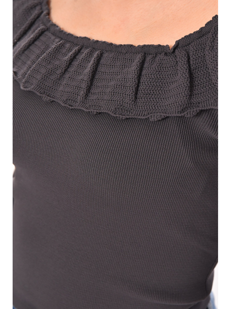 Кофта женская с рюшами однотонная тёмно-серого цвета 7141 210182C