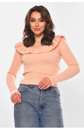 Кофта женская с рюшами однотонная розового цвета 7138 210185C Кофта женская с рюшами однотонная розового цвета 7138 210185C