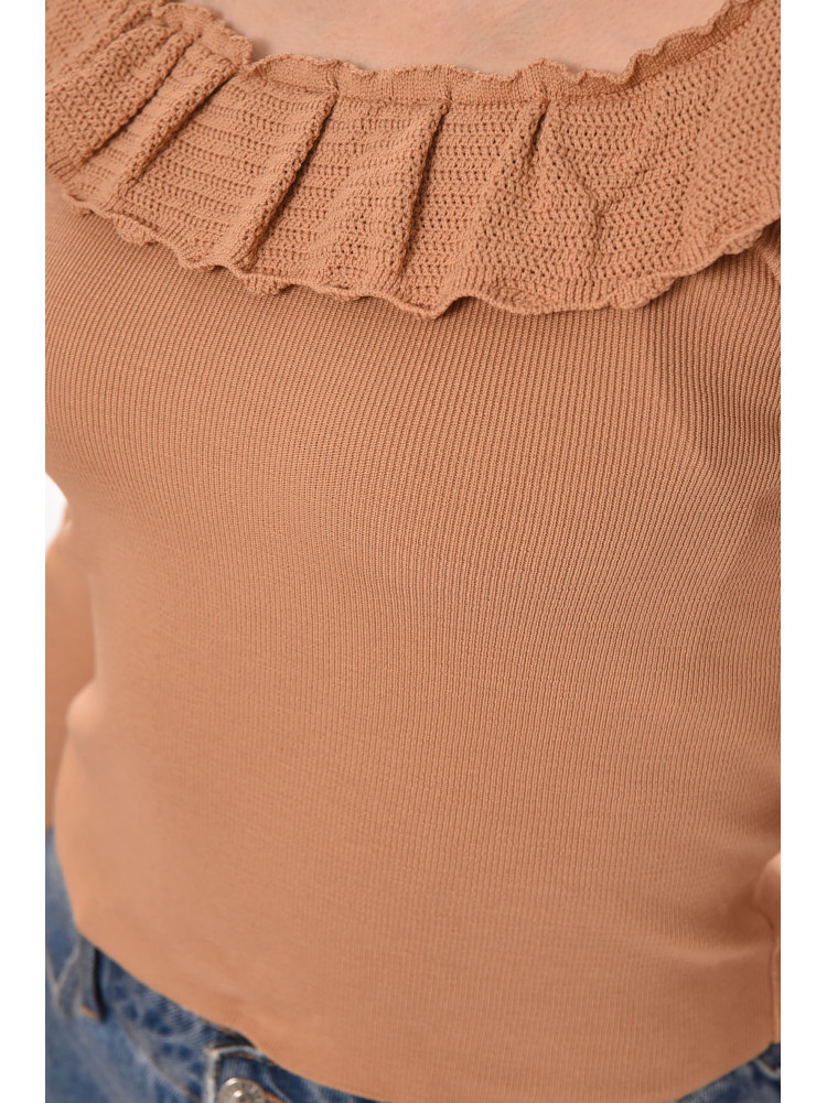 Кофта женская с рюшами однотонная бежевого цвета 7142 210186C