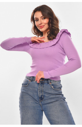 Кофта женская с рюшами однотонная лавандового цвета 7140 210188C Кофта женская с рюшами однотонная лавандового цвета 7140 210188C
