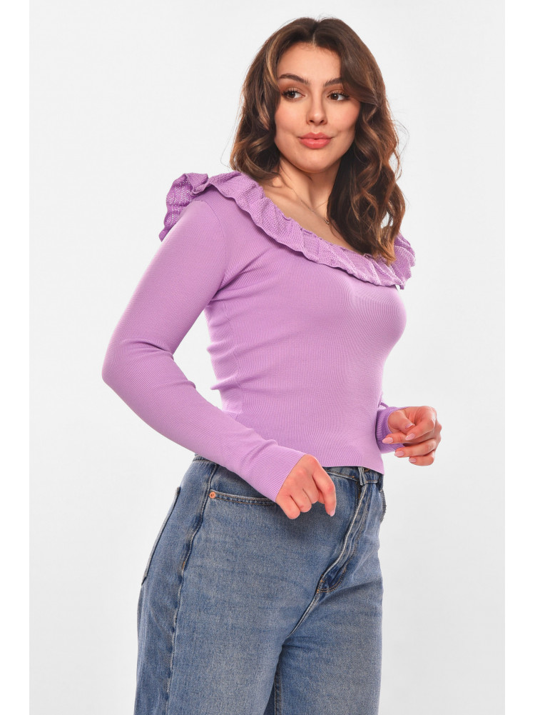 Кофта женская с рюшами однотонная лавандового цвета 7140 210188C