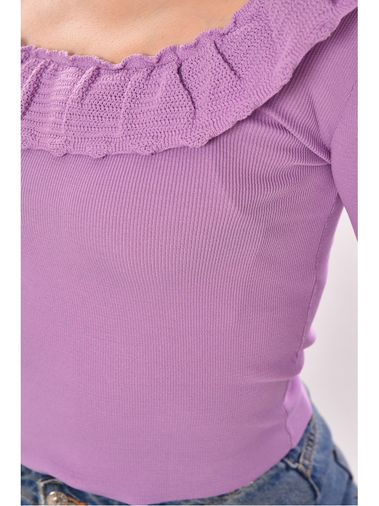 Кофта женская с рюшами однотонная лавандового цвета 7140 210188C