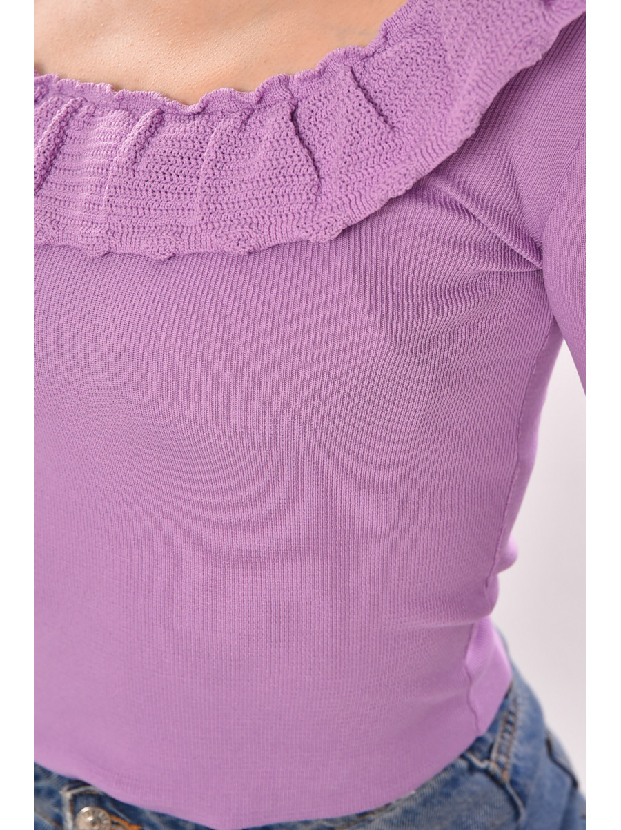 Кофта женская с рюшами однотонная лавандового цвета 7140 210188C