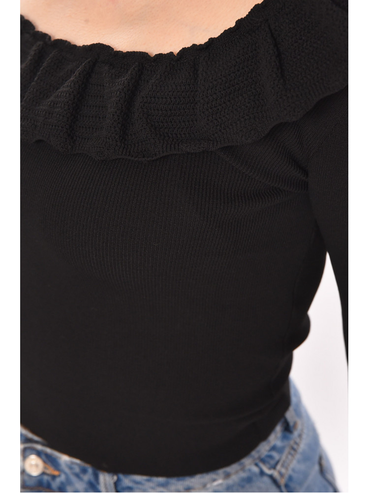 Кофта женская с рюшами однотонная черного цвета 7139 210190C