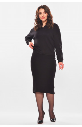 Костюм женский однотонный трикотаж черного цвета 6584 210192C Костюм женский однотонный трикотаж черного цвета 6584 210192C