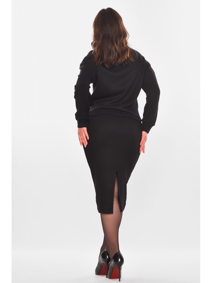 Костюм женский однотонный трикотаж черного цвета 6584 210192C