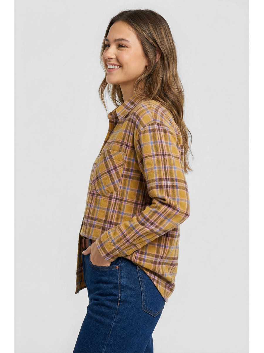 Рубашка женская горчичного цвета в клеточку 7044 210193C