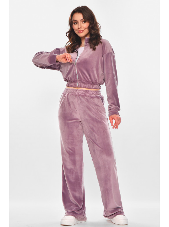 Спортивный костюм женский велюровый сиреневого цвета 7164 210199C