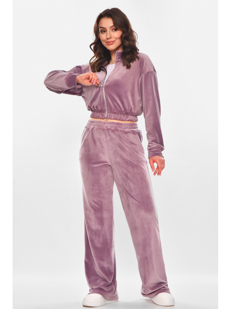 Спортивный костюм женский велюровый сиреневого цвета 7164 210199C