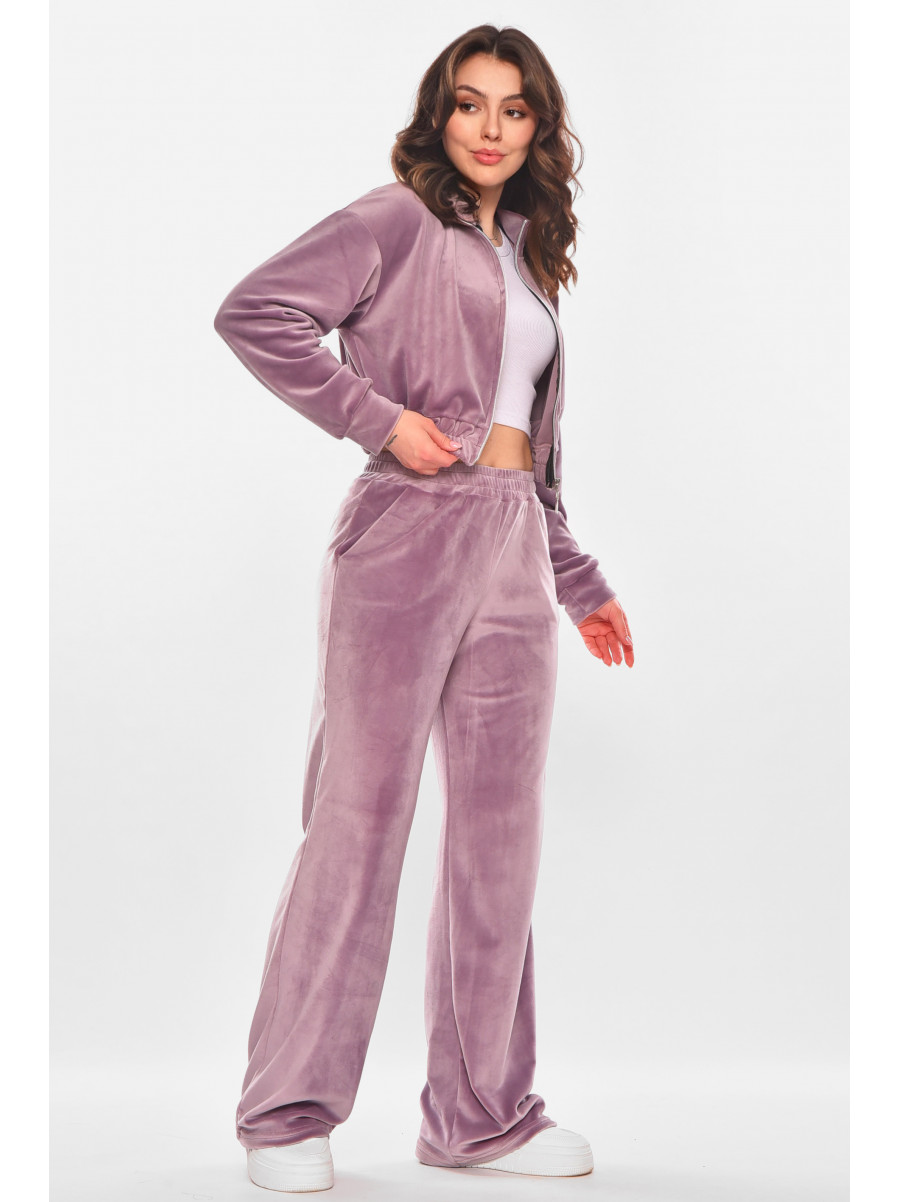 Спортивный костюм женский велюровый сиреневого цвета 7164 210199C