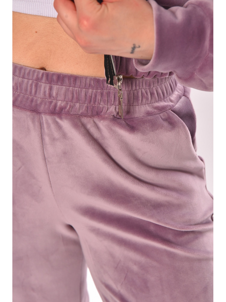 Спортивный костюм женский велюровый сиреневого цвета 7164 210199C