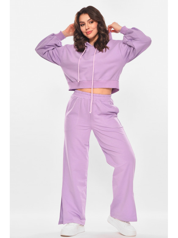 Спортивный костюм женский однотонный сиреневого цвета 6815 210201C