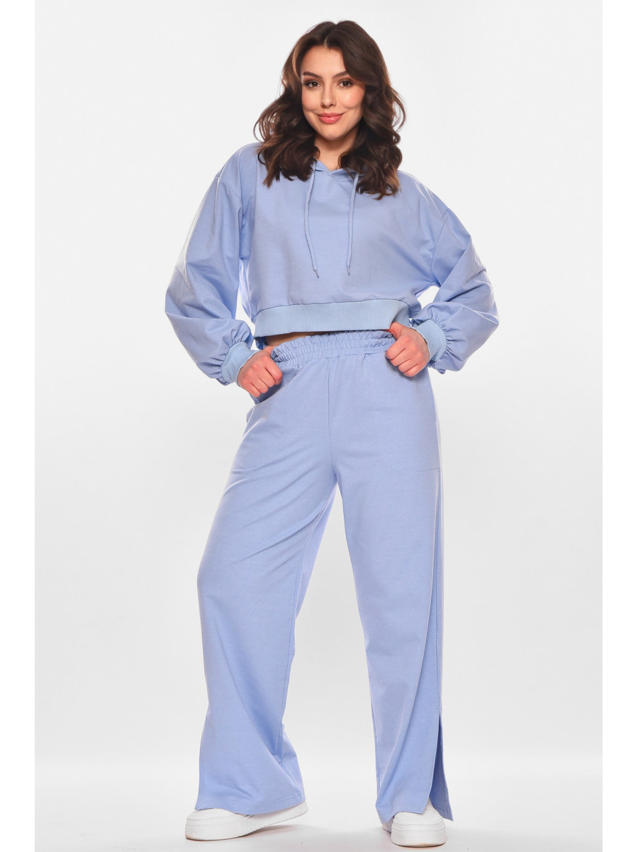 Спортивный костюм женский однотонный голубого цвета 6822 210203C